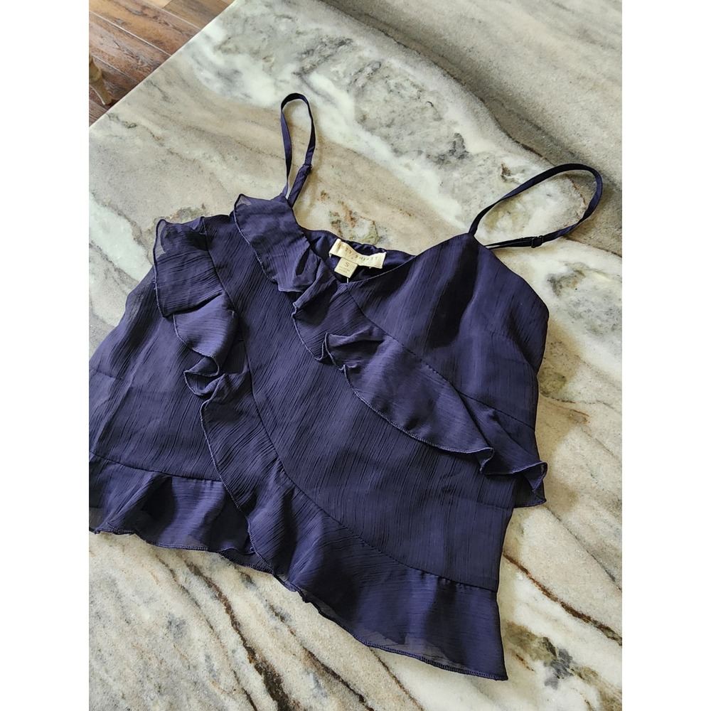 NWT Navy Blue Ruffle‎ Chiffon Camisole Top Small Boho Going Out